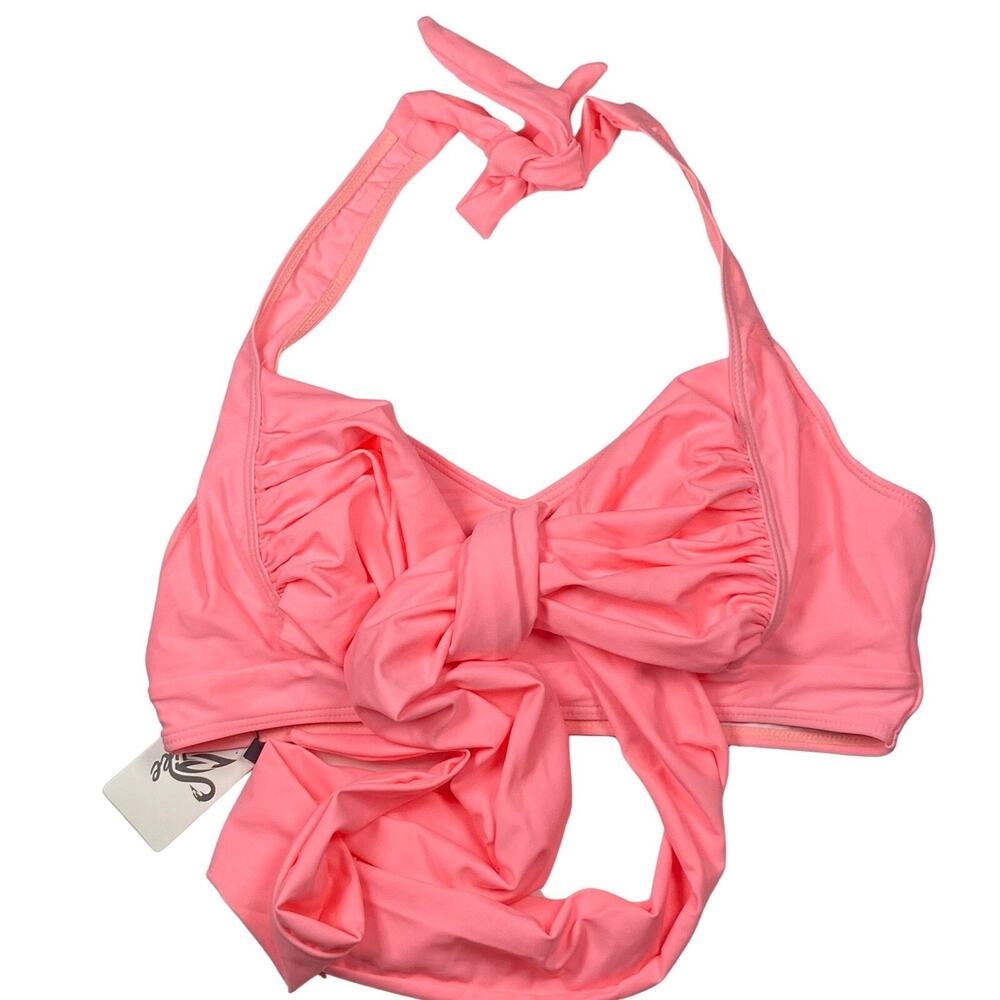 Sporlike Halter Top Women's Size M Bow Tie Ruched Swim Top Beach Summer Pink